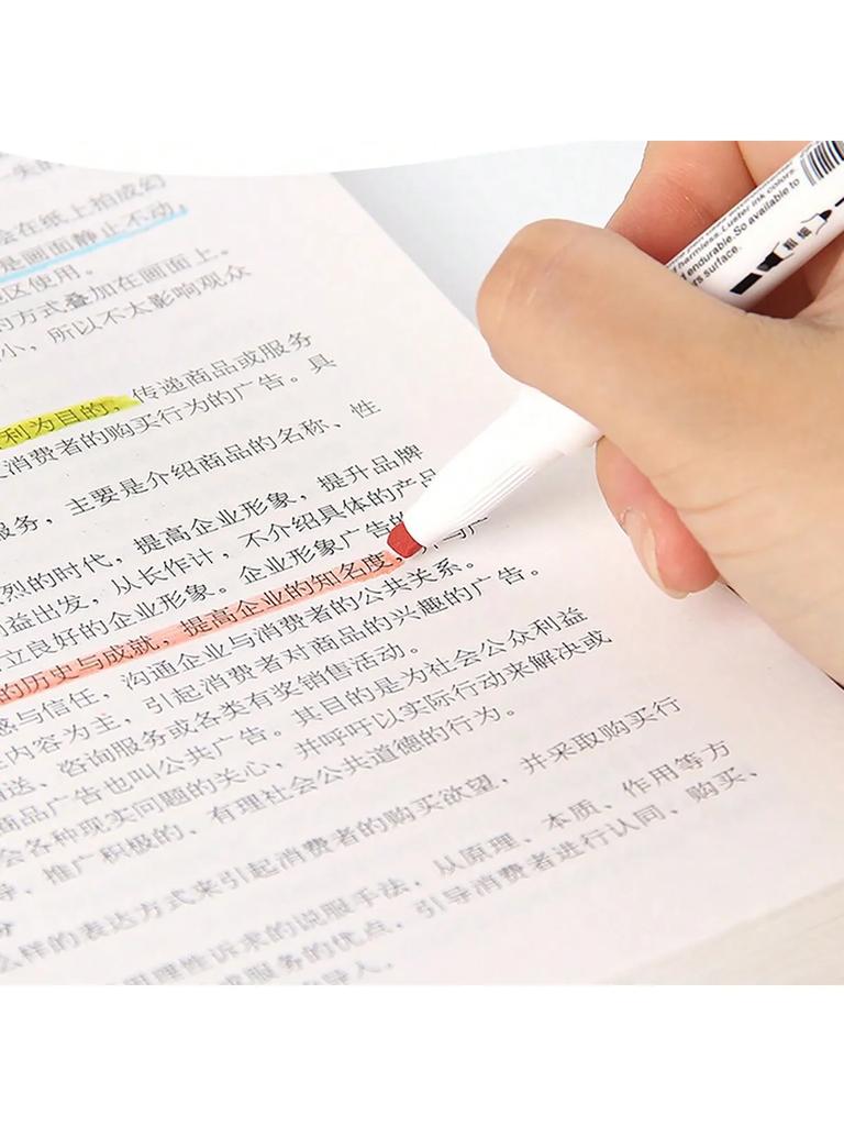 5pcs Dual Tip Highlighter Student Supplies Colored Pens Highlighting Markers Angled Tip Highlighter, Back To School Supplies