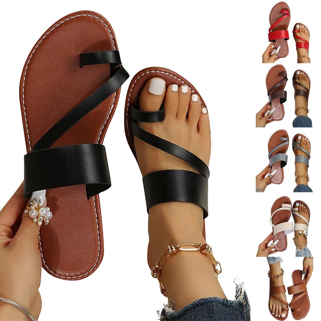 Bayan Sandalet Flip Flop Sandalet Bir Düğme Hafif Günlük Kauçuk Tabanlı Sandalet Kadın Sandalet