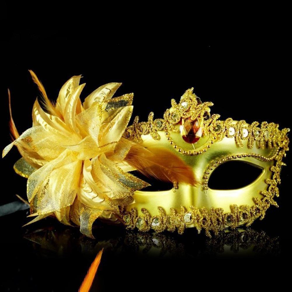 Elegant Lace Masquerade Mask With Rhinestone Flower Accents For Women's Halloween Costume Props