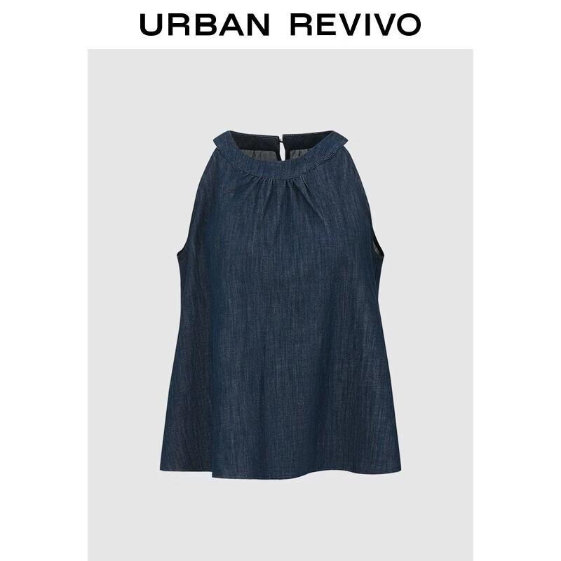 UR2026 Women s Sleeveless Pleated Denim Shirt XS