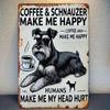 Vintage Schnauzer Hund Metall Veggplakat, Gave til Kaffemann Hjemmeinnredning