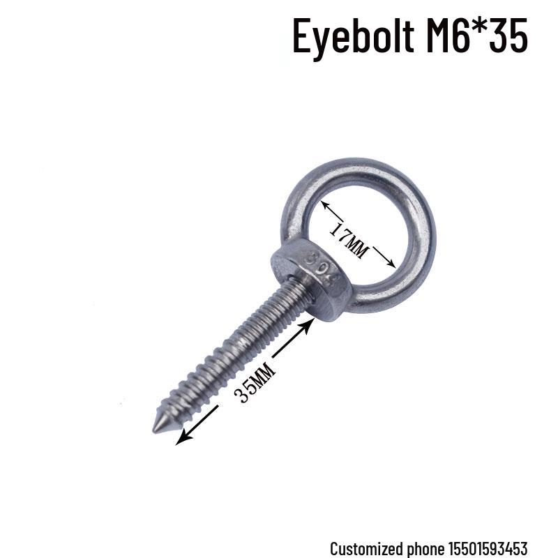 Stainless Steel 304 Eye Bolt, Self-Tapping Screw Eyelet, Butterfly Hand-Tight Self-Sheep Horn Nails