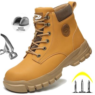 Herren Sicherheitsstiefel mit Stahlkappe Anti-Smash Arbeitssicherheitsschuhe Unzerstörliche Arbeitsstiefel Wasserdichte Wander-Schutzstiefel