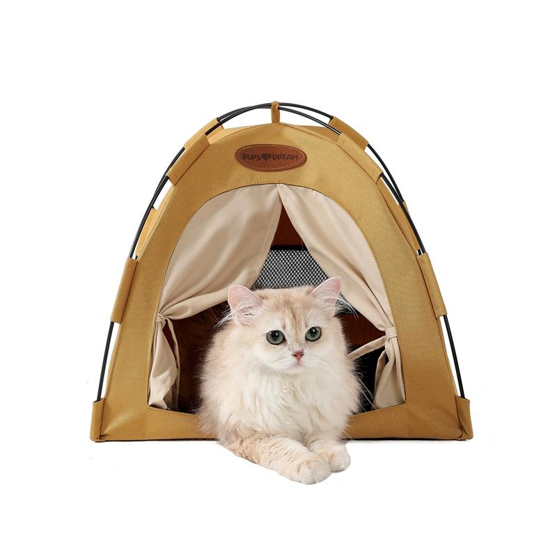 Waterproof Foldable Pet Tent Cat House Warm Cozy Curtain Style Cat Bed Dog Kennel Maternity Shelter Indoor Outdoor Use Durable