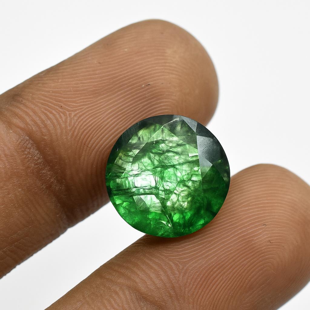 Natural Colombian Green Emerald 8.70 Ct Round Cut Loose Gemstone