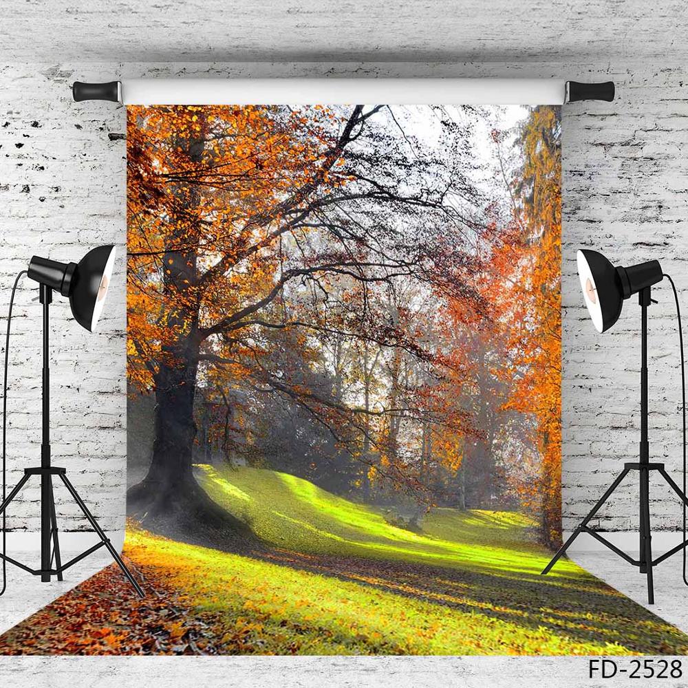 Yellow Leaves Forest Vinyl Photographic Backgrounds Backdrops  Photocall for Wedding Baby Children Photo Studio Photophone