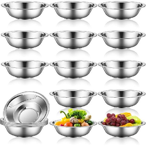 Tioncy 20 Pack Small Stainless Steel Bowls 6.3 Inch Wide Prep Bowls Stainless Steel Mixing Bowls Set for Kitchen Meal Prep Cooking Serving Baking