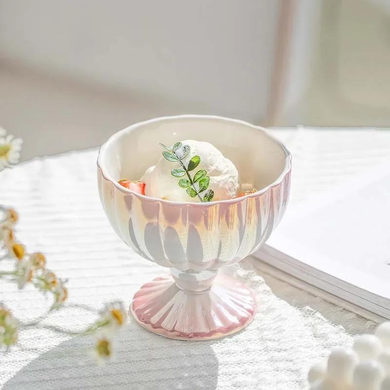 1pc Ceramic Ice Cream Bowl Creative Dessert Baking Cake Bowl for Home Restaurant Ceramic Mug Yogurt Bottle Tableware Accessories