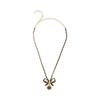 Chanel Double C Bow Logo Pendant Necklace Women necklace Black Gold AB8741-BO8644-NJ235