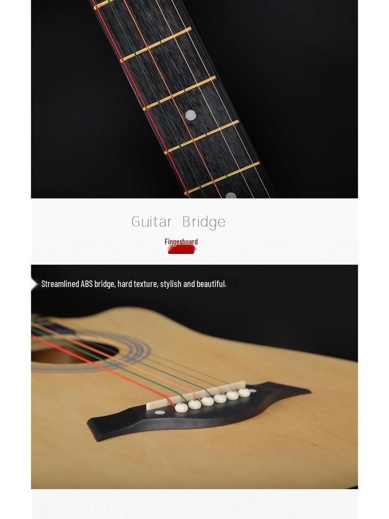 38-inch Wooden Folk Guitar for Beginner Practice
