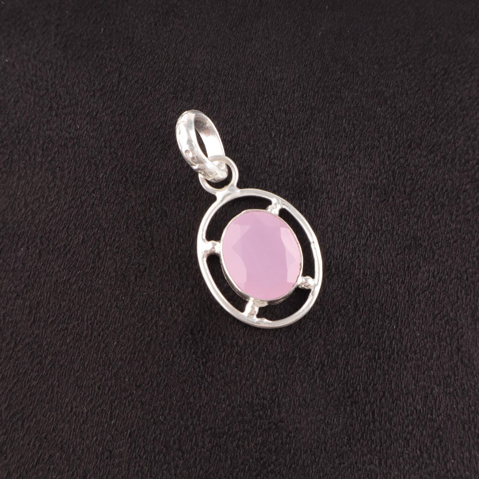 

Розовый Халцедон Камень Арт Деко Подарок на День Рождения Подвеска Ювелирное Изделие Серебро 925 пробы PP-6-13