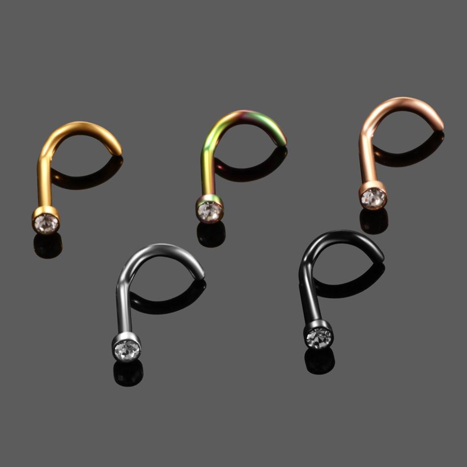 10 Stück/Los G23 Titan Nasenstecker Piercing Kristall Nasenschraube Flache CZ Nasenflügel Ohrringe Piercing Nase Schmuck Nasenringe 20G 18G