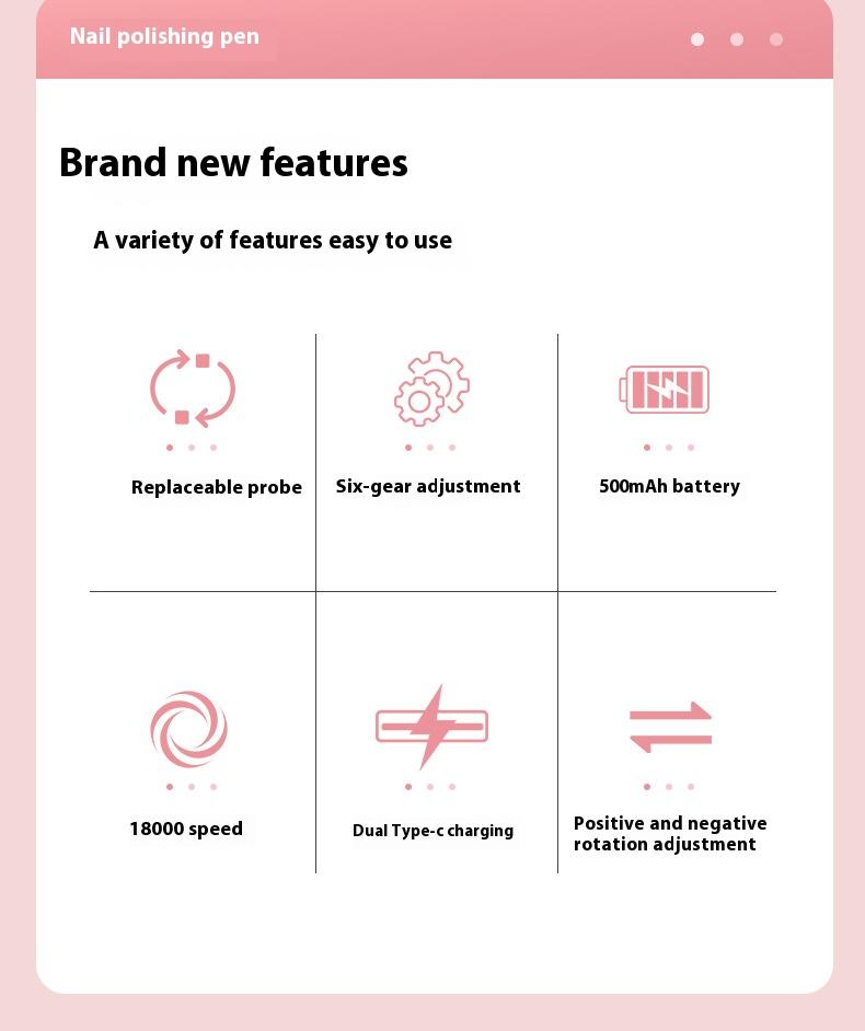 6-Speed Portable Nail Drill 18000RPM - Professional Manicure Grinder for Polish & Acrylic Removal