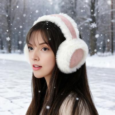 Women Earmuffs Thickened Inner Lining Bow Embellishment Suede Fabric Adjustable Headband Earmuffs Winter Accessory