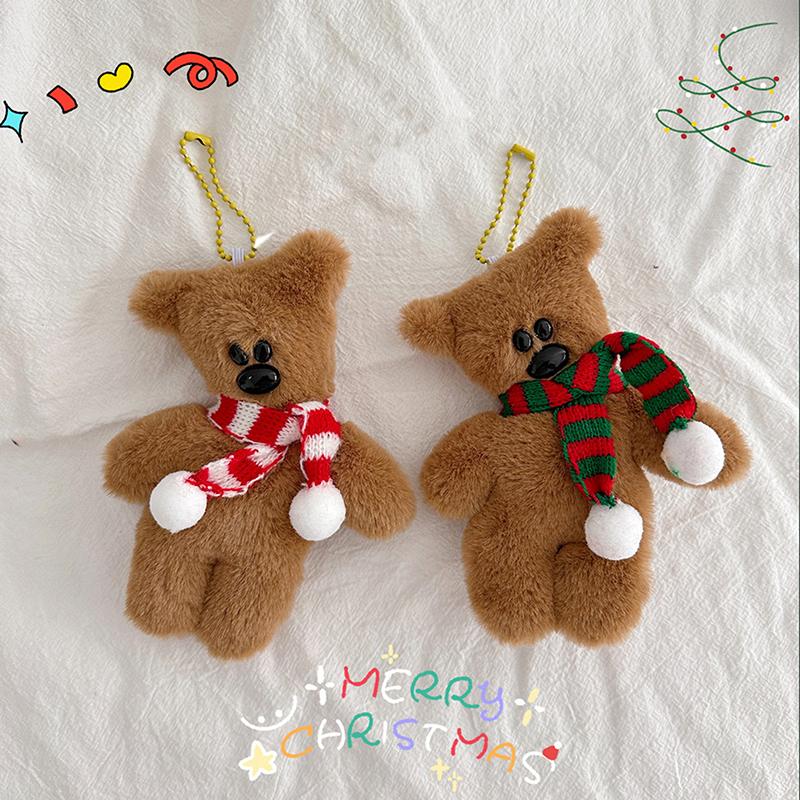 1PC Kawaii Scarf Teddy Bear Squeezing Plush Toy Keychain Backpack Pendant Cute Car Keyring Kids Women Bag DIY Accessories