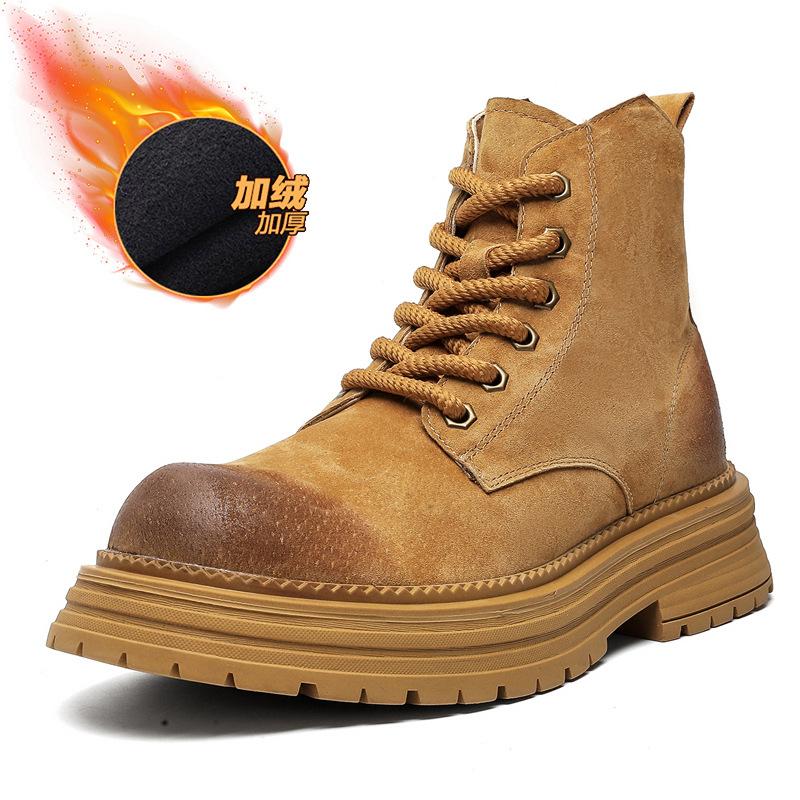 Rhubarb boots men's breathable Martin boots summer 2024 new heightening versatile thick-soled tooling boots 66687-J