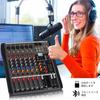 Depusheng DX6 DJ Sound Controller Interface with USB Drive and Computer Recording, 6-Channel Studio Audio Mixer - XLR Microphone Jack, 48V Power, RCA