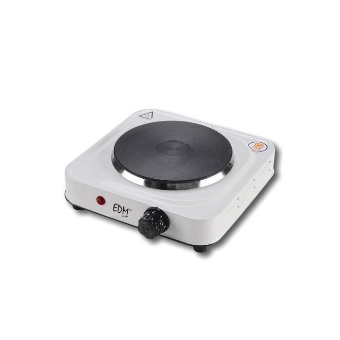Réchaud électrique - EDM - 1500W - 1 feu Ø 18.5 cm - Thermostat réglable - Portable Blanc laqué