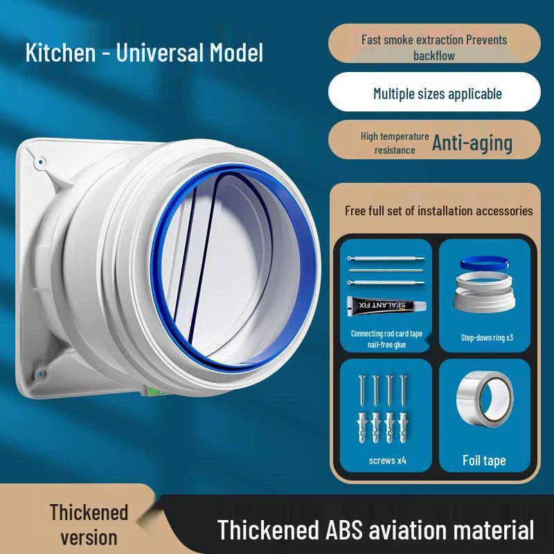 

Kitchen & Bathroom Check Valve Range Hood Smoke Backflow Deflector