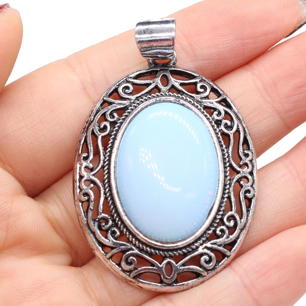 

Кулон из натурального камня в форме яйца, полудрагоценный кружевной кулон для изготовления ювелирных изделий, ожерелье, браслет, аксессуар 33x45mm