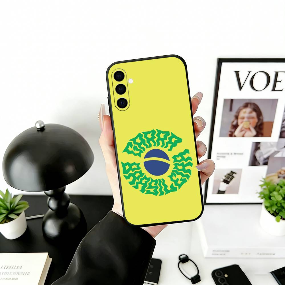 B-Brazil B-Brazilian Flag Phone Case For Samsung Galaxy A73,A72,A71,A70,A53,A52,A51,Soft Silicone Black Cover