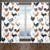 2 pieces - Colorful rooster and hen pattern printed curtains   window decorations   home decorations   room decorations