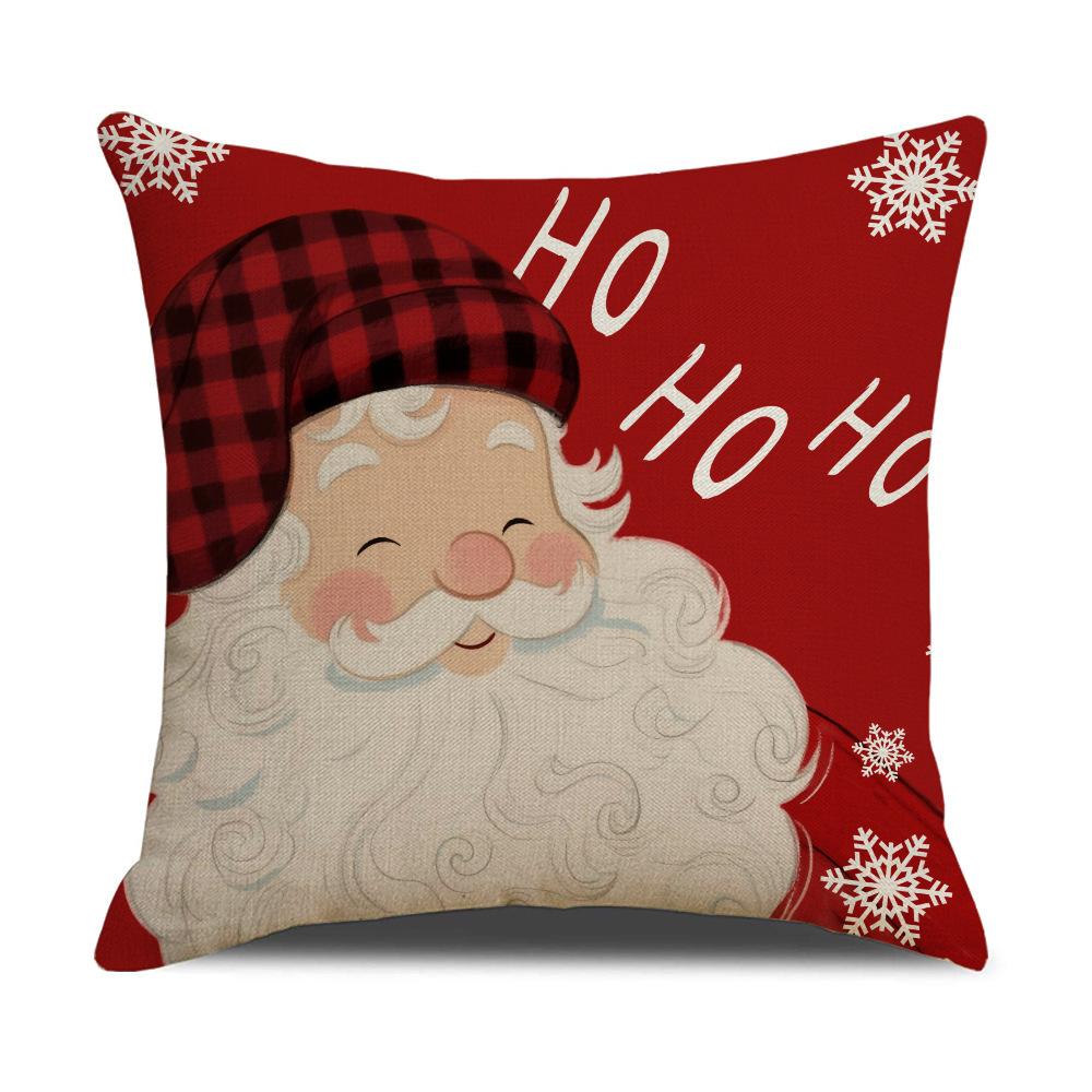 

Christmas Decorative Linen Cushion Cover Santa Claus Snowman Pattern Festive Atmosphere Home Decoration Cushion Cover 45*45cm