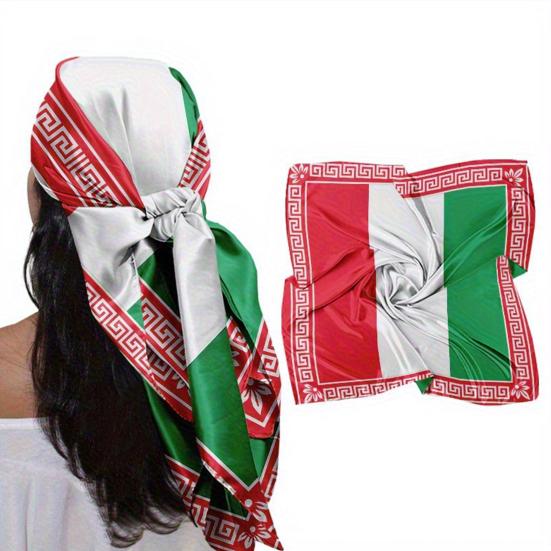 Turban Hat 35x35" Italian Flag Design Scarf Soft Flowing Headscarf Bandanas Fashion Accessory for Headwear Neck Bag Hair