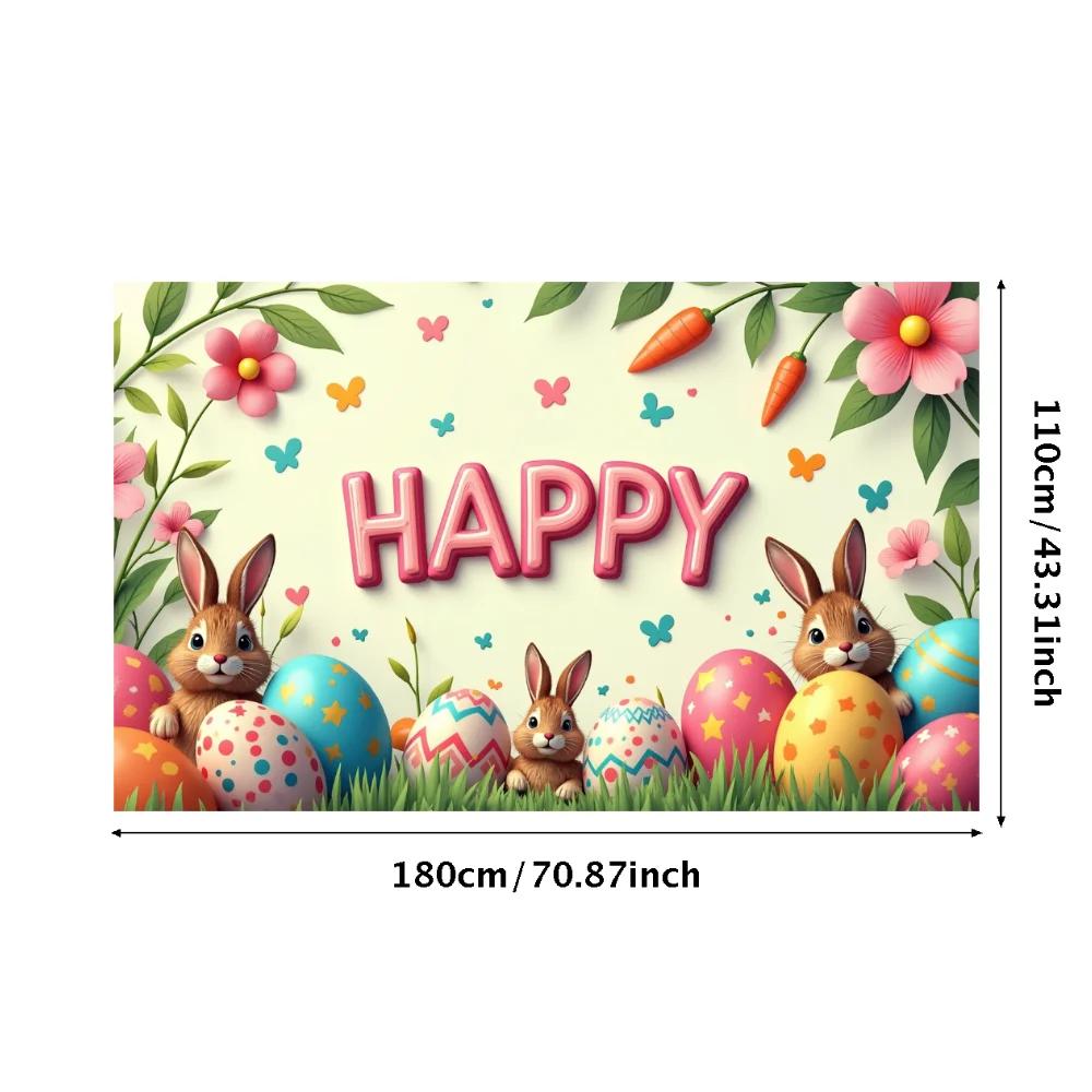 Easter Bunny Decoration Background Easter Eggs Banner Photography Props Outdoor Garden Decors Easter Party Home Supplies 2025