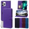 PU Leather Flip Wallet Phone Case for iPhone 16 ProMax,15 Pro,14 Pro,13 Pro Litchi Texture Card Holder Kickstand Wrist Strap Protective Cover