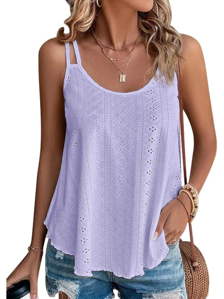 Women's Spaghetti Strap Sleeveless Tank Top - Loose Fit for Summer Vacation 2025
