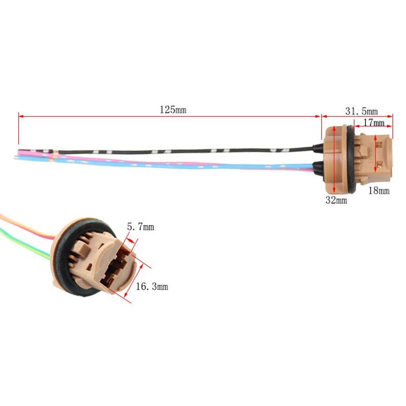 2Pcs Plastic T20 7443 W21/5W 7440 W21W Socket Adapter Base Female Plug Connect Wiring Suitable For Car Brake Light Reverse Lamp