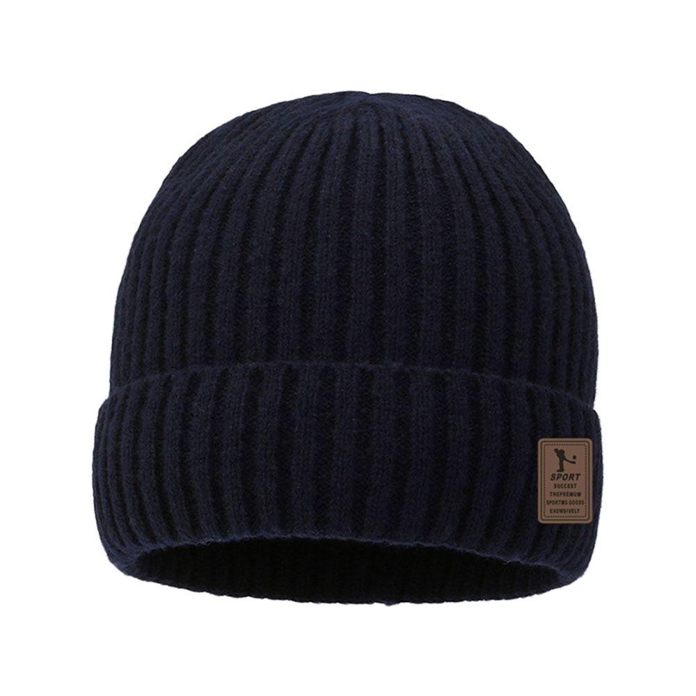Winter Soft Knitted Hat Windproof Fleece-Lined Ear Protection Cap Thick Warm Beanies Hat Outdoor