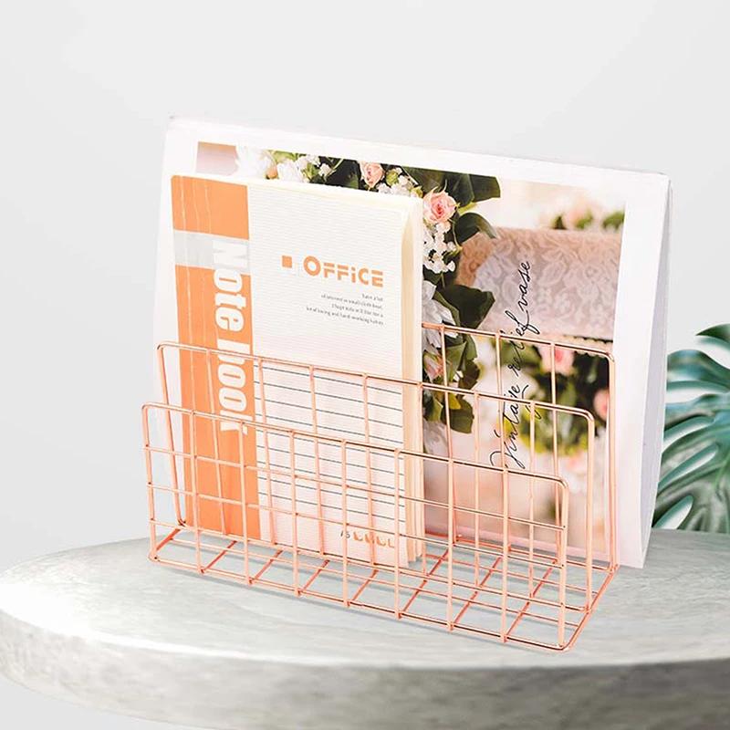 Ins Minimalist Iron Desktop Storage Rack Organizer Table Organizing Rack Document Book Rack Desk Multi-functional Storage Rack