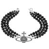 Empress Dowager Saturn Necklace: Punk Black Agate & Diamond Layered Choker for Women
