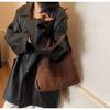 Elegant Suede Retro One-Shoulder Tote: Versatile, Large-Capacity Crossbody for Casual Commutes
