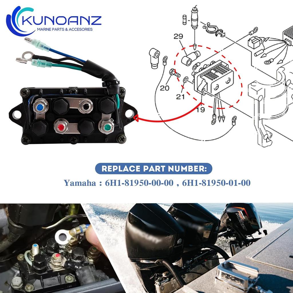 6H1-81950-00-00 6H1-81950-01-00 Power Trim and Tilt Relay Assy for Yamaha 30 40 50 60 70 85 90 HP Outboard 30HP 40HP 50HP 60HP 70HP 85HP 90HP