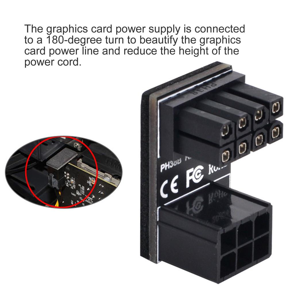 2pcs Power Adapters 6Pin Female to 8pin Male 180 Degree Angled Connector For Desktops Graphics Card