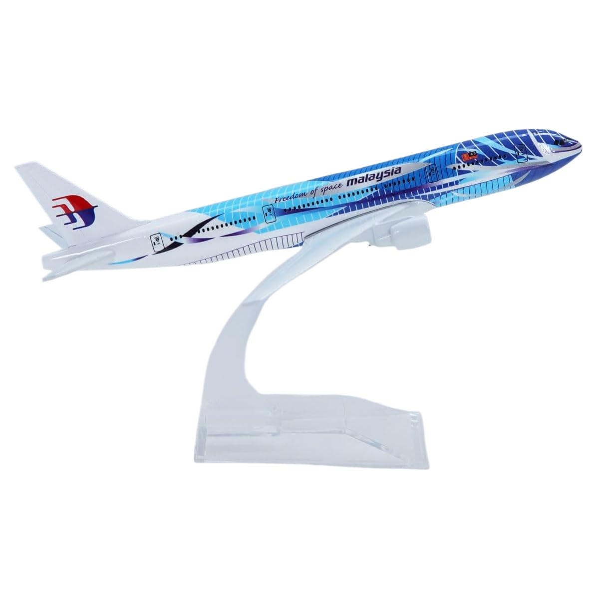 

16cm for Malaysia Wave Line B777 Airplane Diecast Metal Finished Aircraft Model Decorative Bookcase Suitable for Gift Giving