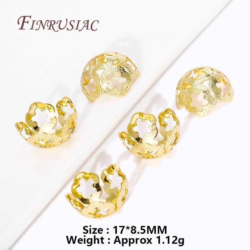 17*8.5MM 18K Gold Plated Hollow Flower Bead Caps High Quality Jewelry Beads Cap DIY Jewelry Accessories Wholesale