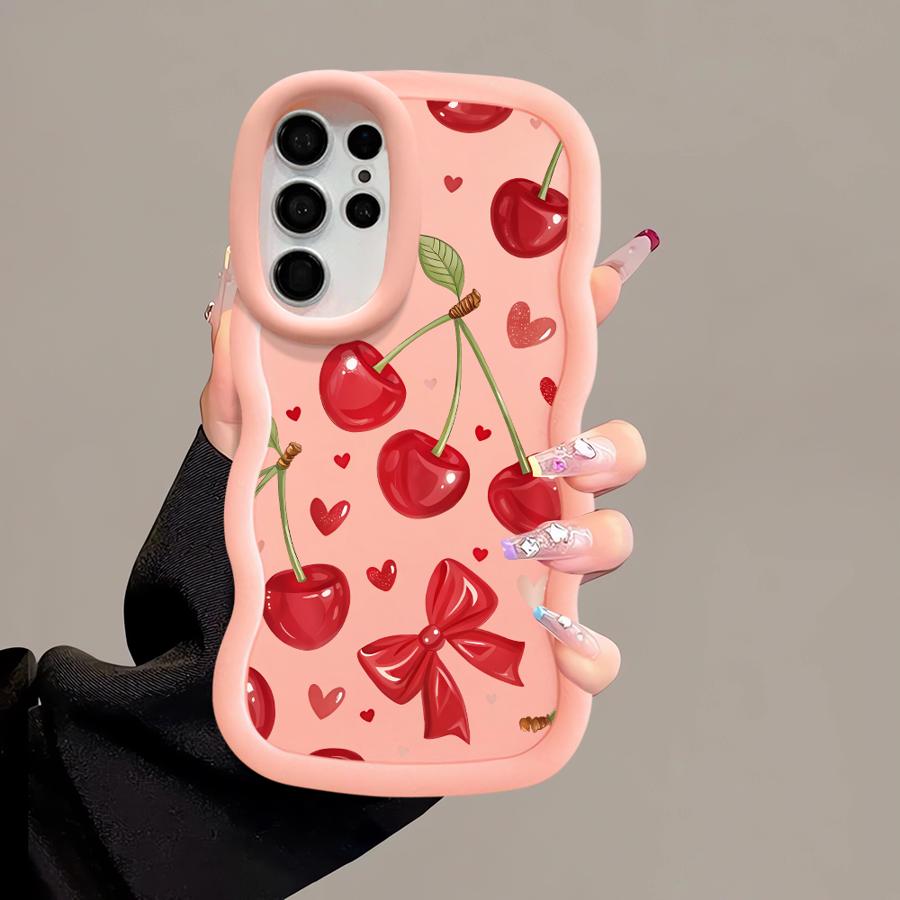 Case for Samsung Galaxy S22 Ultra S21 S23 Plus A25 S25 S24 A26 S20 FE Soft Phone Cover A36 A34 A24 A54 A35 A55 Red Lovely Cherry