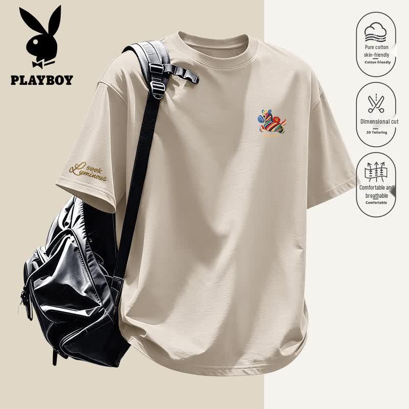 PLAYBOY Men s American Retro Cotton Short Sleeve T-shirt L