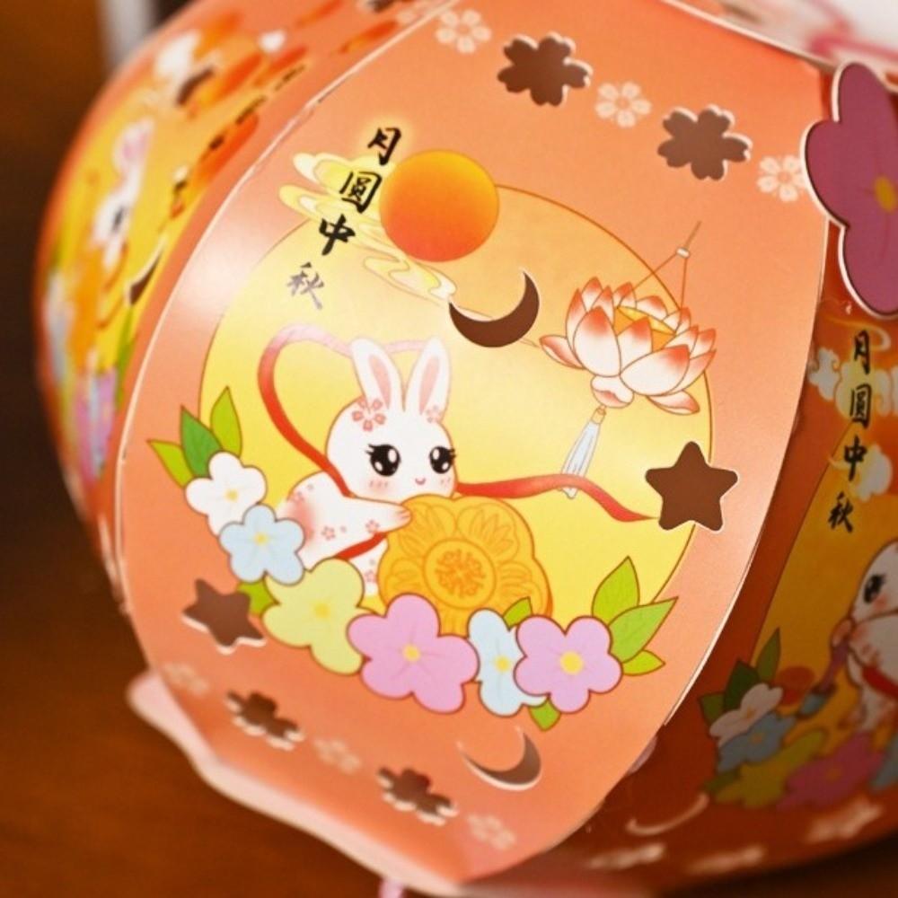 Rabbit Mid-Autumn Festival Lantern Six-Sided LED Lantern DIY Craft Kit Lantern  Garden Decor