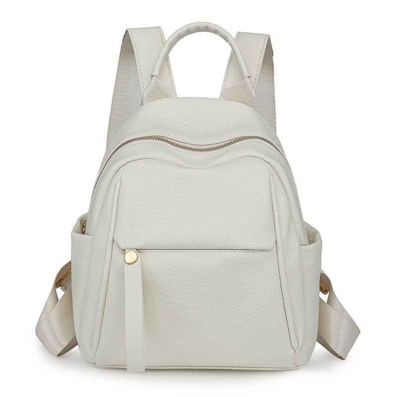New Large Capacity Leisure Women Backpack Luxury Soft Leather Backpacks Fashionable and Artistic Travel Backpacks Backpack белый 7130₽