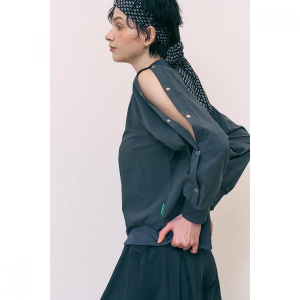 Bermudagrass Split Sleeve Woven Sweatshirt Charcoal Single option