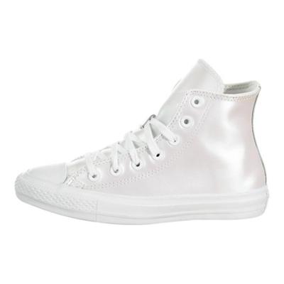Chuck Taylor All Star Iridescent Leather High-Top Skate Shoes Women Sneakers Silver 566094C