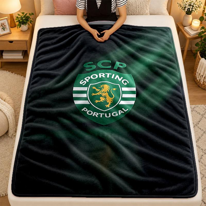 Flannel BlanketSporting CP FC Warm Soft Throw Blanket for Indoor Sofa Bed Living Room Use