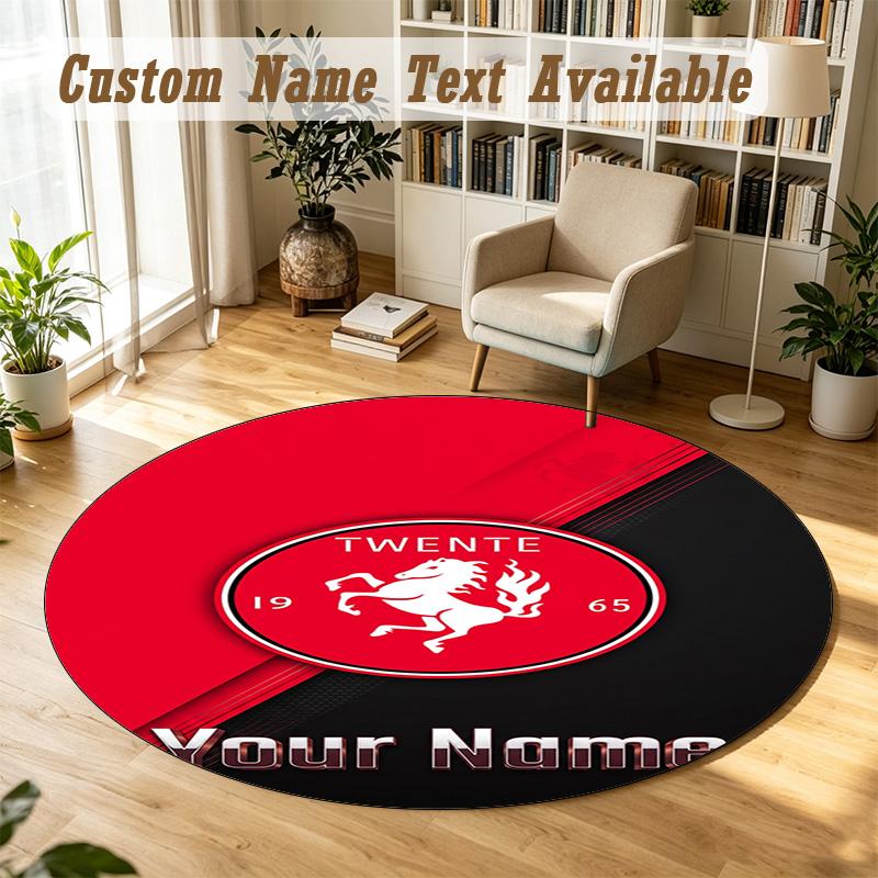 Rond Kleed Gepersonaliseerde NaamFC Twente Patroon Antislip Tapijt Huis Vloer Decoratie