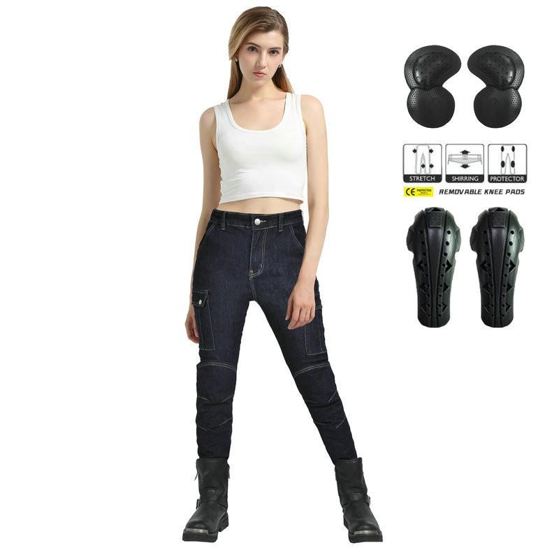 Womens Kevlar Motorcycle Riding Jeans With Integrated Armor Protection Street Touring Use