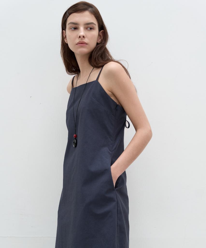 Seolan Linen Blend Midi Dress_Navy